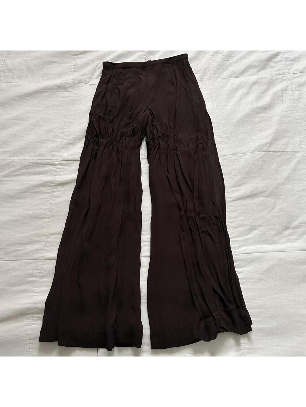 Cache Brown Overlay Wide Leg Pants Minimalist Size 6
